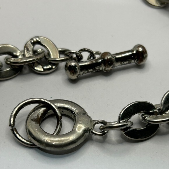 Men's Chunky Chain Necklace Silver Tone Toggle Clasp Statement Industrial 34" - Picture 2 of 8